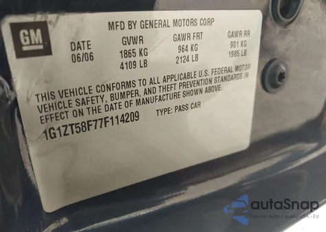 2007 Chevrolet Malibu Lt из США, поврежденный, VIN 1G1ZT58F77F114209